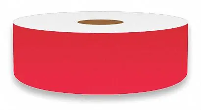 VnM Signmaker FLURD-3254 Continuous Label Stock, 1 in x 75 ft, Vinyl, Fluorescent Red, Glow-in-the-Dark, Indoor, Thermal Transfer