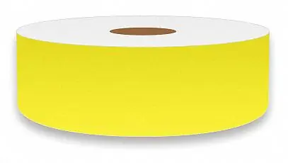 VnM Signmaker FLUYL-3254 Continuous Label Stock, 1 in x 75 ft, Vinyl, Fluorescent Yellow, Glow-in-the-Dark, Indoor, Thermal Transfer