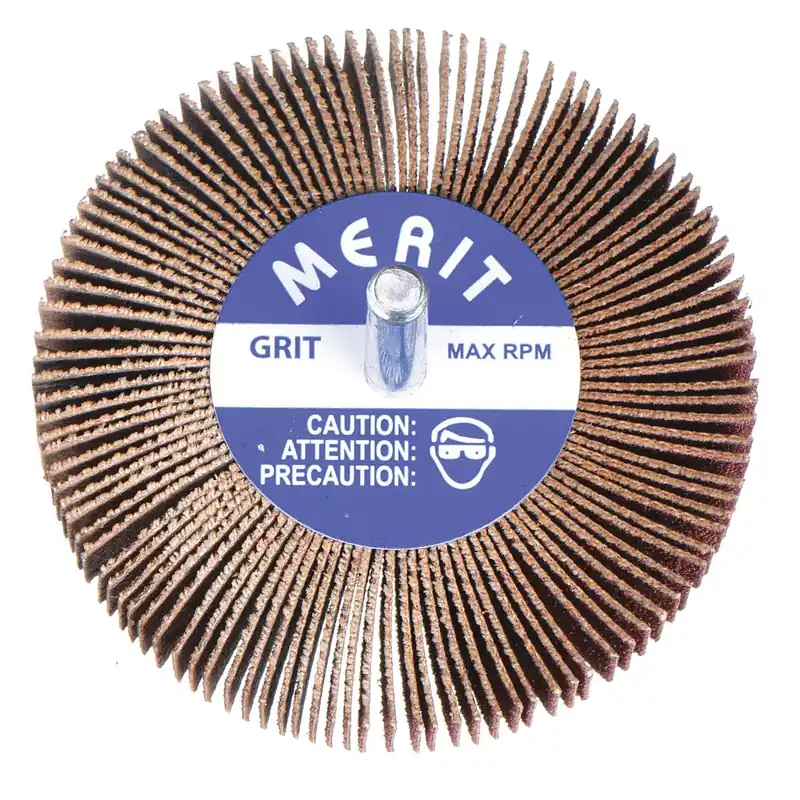 Norton 63642502601 Mounted Flap Wheel R207, 2 in Dia x 1 in W, 1/4 in Shank, P80 Aluminum Oxide, Medium