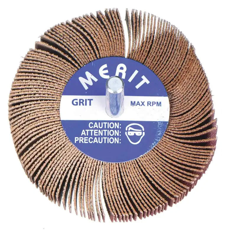 Norton 63642502602 Mounted Flap Wheel R207, 2 in Dia x 1 in W, 1/4 in Shank, P120 Aluminum Oxide, Fine