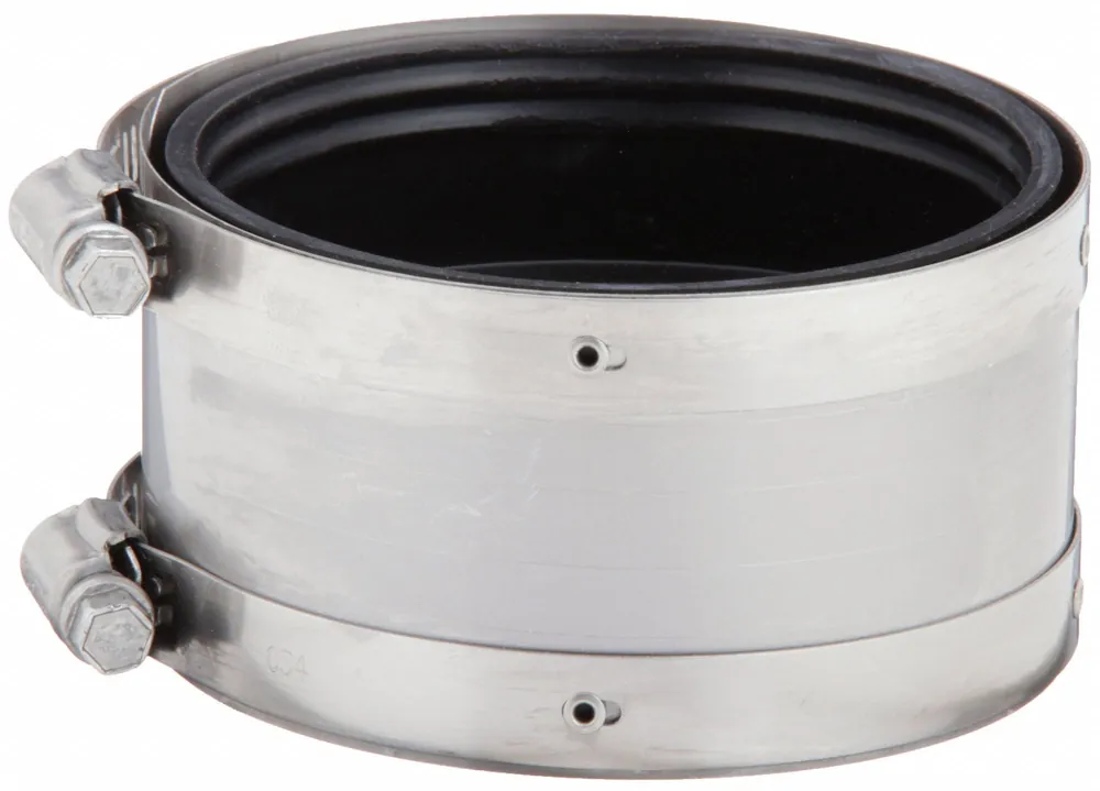 Fernco 3000-44 Shielded Flexible Pipe Coupling, 4 in, Neoprene, SS Shield + Clamps