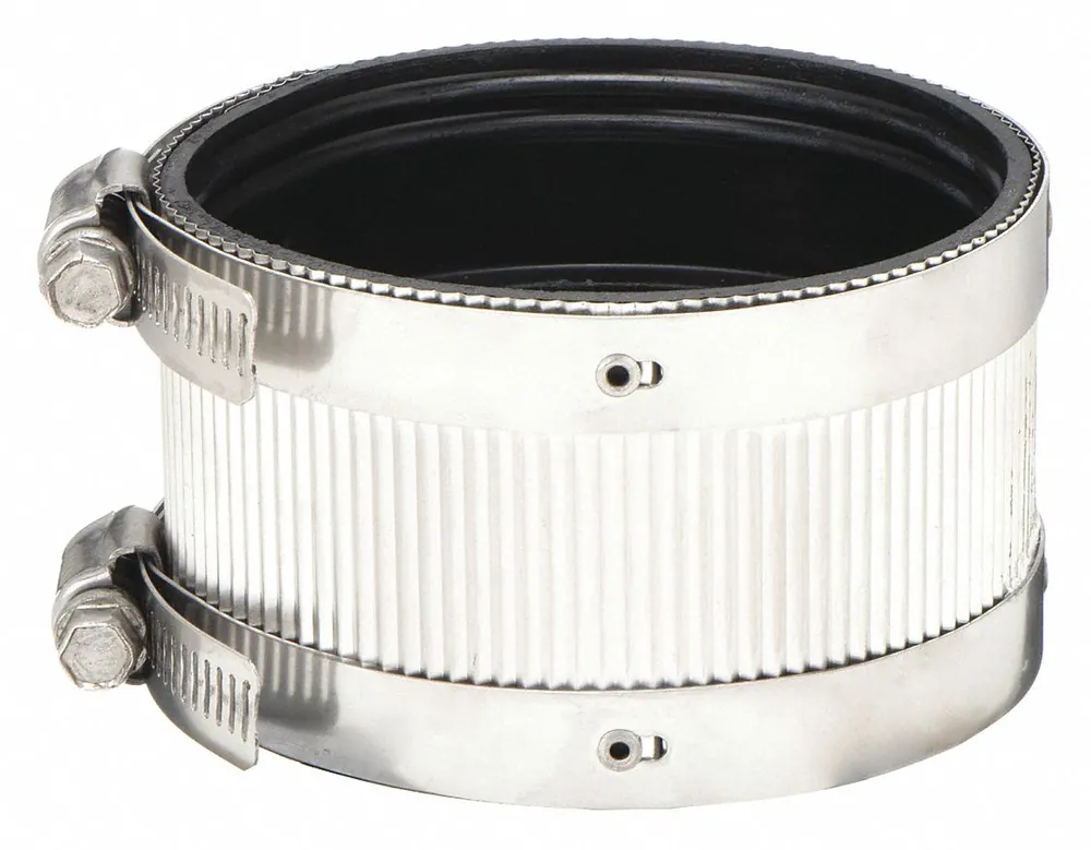 Approved Vendor DXNH156-44 No-Hub Flexible Pipe Coupling, 4 in, Neoprene, SS Shield + Clamps, ASTM C1277