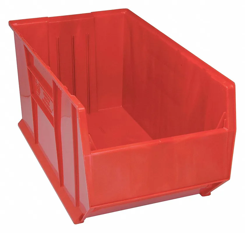 Quantum Storage Systems QUS995RD Stack & Hang Hopper Bin, 35-7/8 in L x 19-7/8 in W x 17-1/2 in H, Polypropylene, Red, 150 lb Cap
