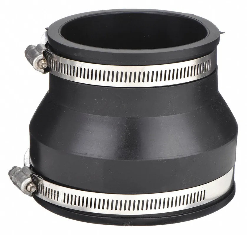 Fernco 1056-215 Flexible PVC Reducing Pipe Coupling, 2 in x 1-1/2 in, Slip-On, Female x Female, Black, 4.3 psi