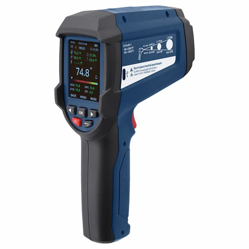 Reed Instruments R2340-NIST Infrared Thermometer w/ NIST Calibration, Single-Dot Laser, Adj 0.10 to 1.00, -58 to 3362°F, 55 1, USB