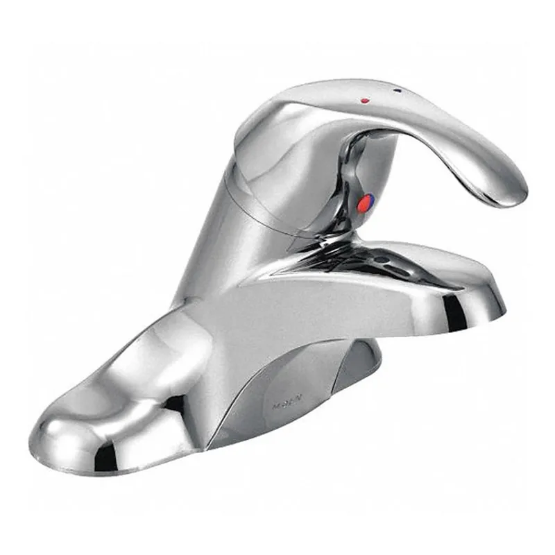 Moen 8430 M-Bition Low Arc Bathroom Faucet, Brass, Chrome Finish, 1.2 gpm, Centerset, Single Joystick Handle