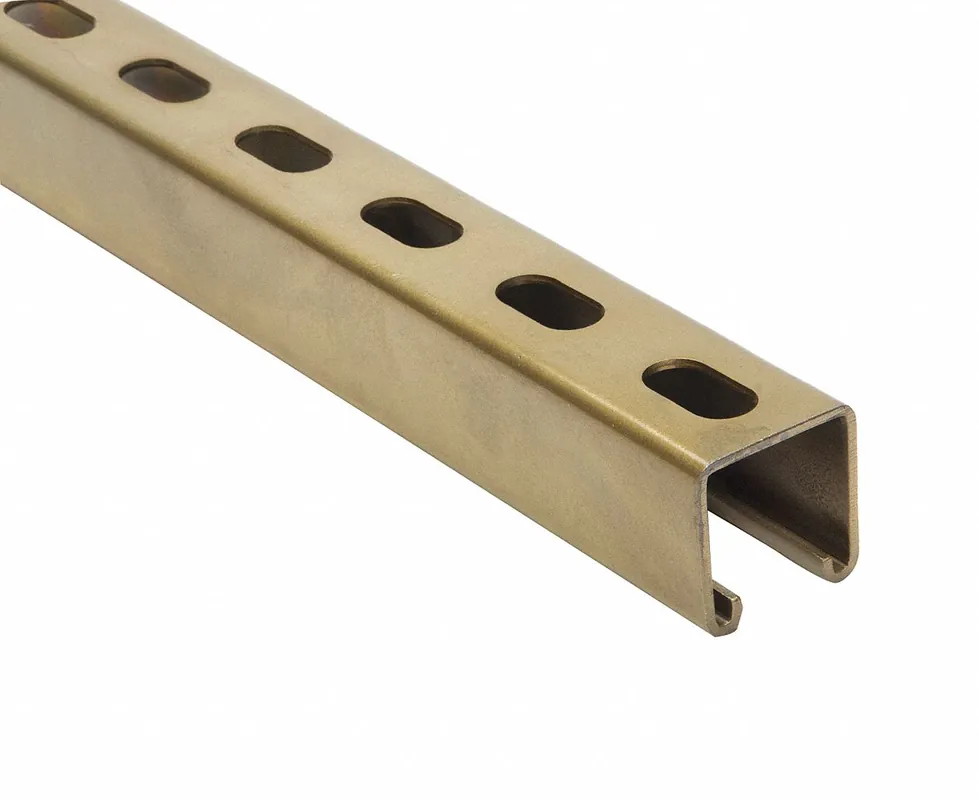 Superstrut FS-200SS GD Strut Channel - Slotted, Steel, Zinc-Plated, 12 ga, 10 ft, Gold, 1-5/8 in x 1-5/8 in