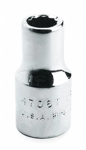 Proto J4714T Socket, SAE, 1/4 in Drive, 7/16 in Socket Size, 12-Point, Standard, Chrome, Alloy Steel