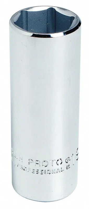 Proto J5314H Socket, SAE, 1/2 in Drive, 7/16 in Socket Size, 6-Point, Deep, Chrome, Alloy Steel