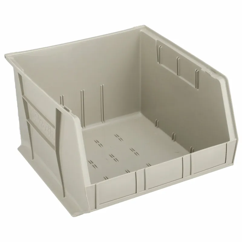 Akro-Mils 30270STONE Hang and Stack Bin, 16 1/2 in x 18 in x 11 in, Beige, Label Holder Included
