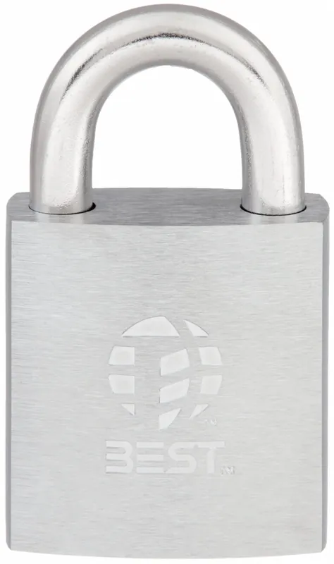BEST 41B70L Padlock, Coreless Standard Shackle, Rectangular Zinc Alloy Body, Stainless Steel Shackle, 7/8 in W
