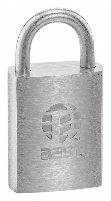 BEST 21B70T Padlock, Coreless Standard Shackle, Rectangular Zinc Alloy Body, Stainless Steel Shackle, 7/8 in W