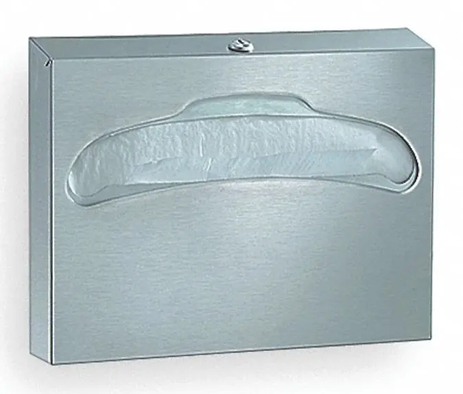 Bradley 583-000000 Toilet Seat Cover Dispenser, 1/2 Fold, 500 Capacity, Stainless Steel, Silver Satin, Surface Mount, ADA