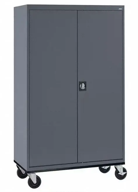Sandusky Lee TA4R462472-02 Storage Cabinet, 46 in W x 24 in D x 78 in H, 4 Shelves, Casters, Keyed, Dark Gray