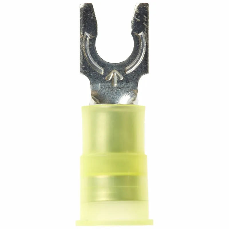 3M MNG10-6FLXB Fork Terminal, Locking, 6 Stud, 12-10 AWG, 600V, Nylon Yellow, PK50