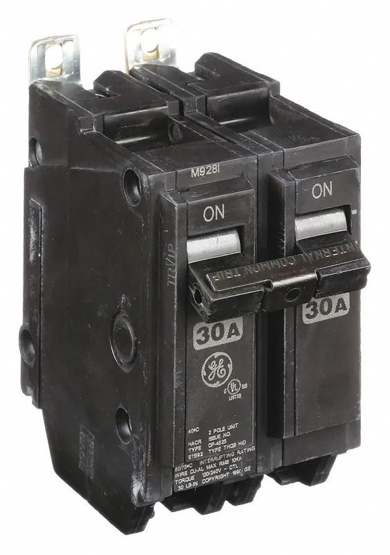 GE THQB2130HID Miniature Circuit Breaker, 30A, 120/240V AC, 2 Poles, 10kA, Bolt On