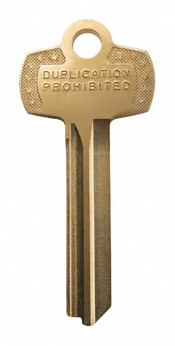 Stanley Security 7AS1D1KS915KS800 Key Blank, Standard, D Keyway, Brass Nickel Plated, 7 Pins, for Stanley Cores