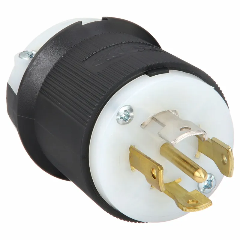 Hubbell HBL2821 Locking Plug, L22-30P, 30 A, 277/480V AC, 3-Phase, 4 Pole, 5 Wire, Black/White
