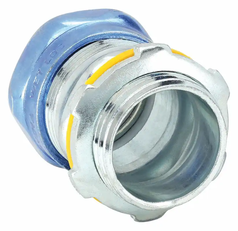 Raco 2902RT Compression Conduit Connector, Steel, 1/2 in Trade Size, 1-9/16 in Overall Length, Non-Insulated
