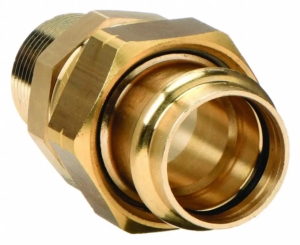 Viega Propress 79755 Crimp Union Fitting, Straight, 2 in Press-Fit x 2 in MNPT, Bronze, EPDM, 200 psi