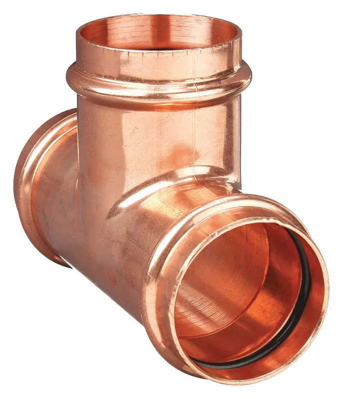 Viega Propress 77377 Crimp Tee Fitting, 1/2 x 1/2 x 1/2 in CTS, Rolled Center Stop