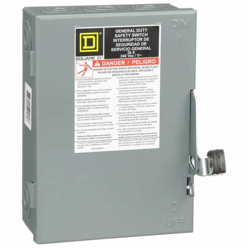 Square D DU321 Non-Fusible Safety Switch, 30 A, 240V AC, 3-Pole, NEMA 1