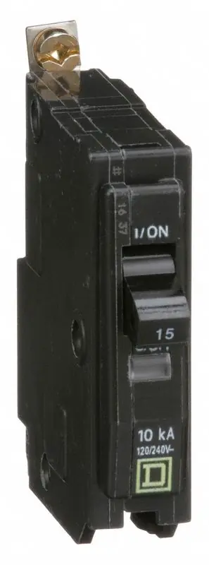 Square D QOB115 Miniature Circuit Breaker, 15 A, 1-Pole, 120/240V AC, Bolt-On
