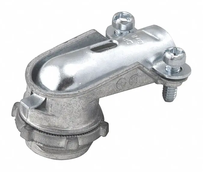 Raco 2692 90-Degree Squeeze-Clamp Connector, Zinc, 1/2 in Trade Size
