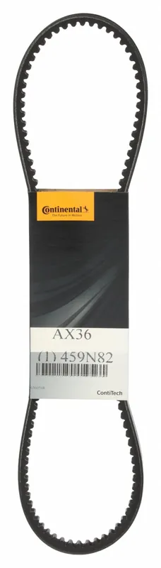 Continental AX36 Cogged V-Belt, 38 in Outside Lg, 1/2 in Top Wd, 5/16 in Thick, Polyester