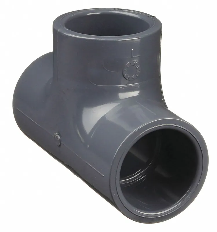 Approved Vendor 801-005 PVC Tee Pipe Fitting, Schedule 80, 1/2 in, Socket x Socket x Socket, Gray