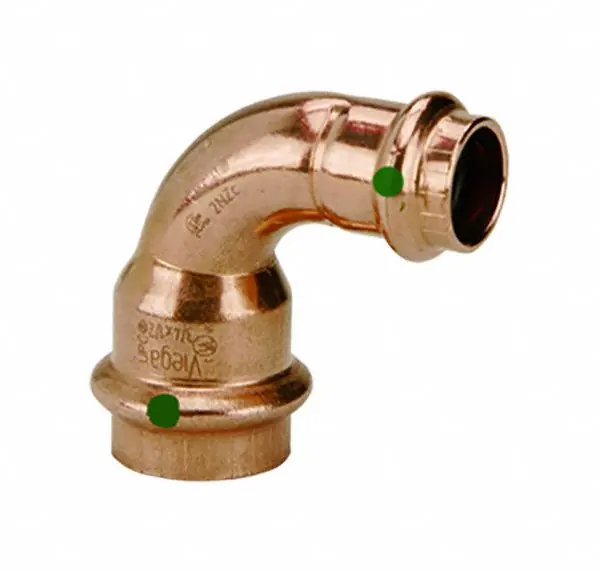 Viega Propress 77330 Copper Press Elbow, 90 Degree, 1 in CTS x 3/4 in CTS, Press x Press