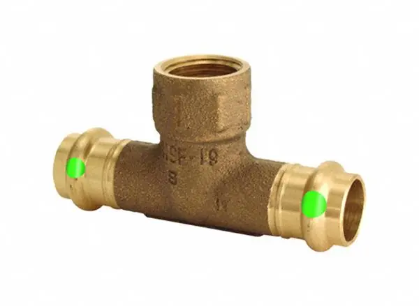 Viega Propress 79585 Bronze Press Tee, 3/4 in CTS x 3/4 in CTS x 1/4 in FNPT