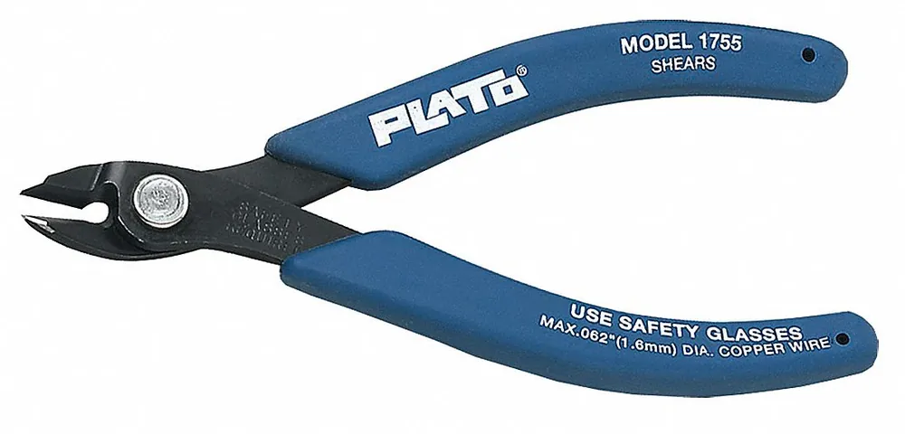 Plato 1755 Cutting Plier, Flush, Angled, Oval Nose, 5-1/8 in Overall Length