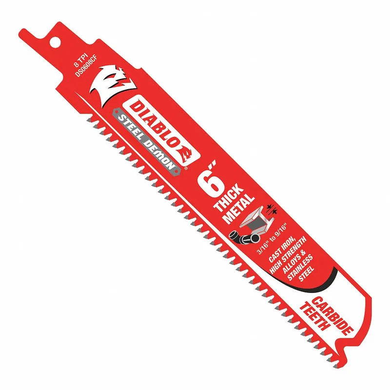 Diablo DS0608CF3 Reciprocating Saw Blade, 8 TPI, 6 in, Carbide, 3-Pack