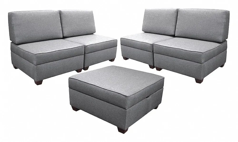 Duobed IMFSEC30-AQ Sectional Set, 5 Compartments, 150 in W x 30 in D x 36 in H, Gray/Black