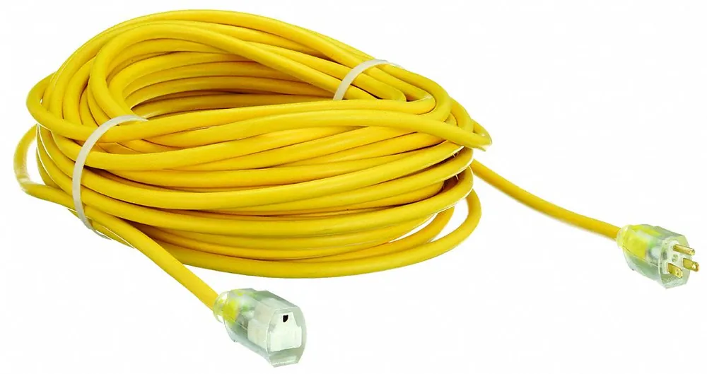 Southwire 3689SW0002 Extension Cord, Outdoor, 100 ft, 12/3 SJEOOW, 15 A, NEMA 5-15P, Yellow