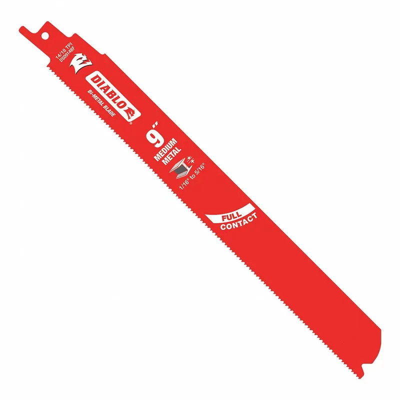 Diablo DS0914BF5 Reciprocating Saw Blade, 14/18 TPI, 9 in, Bi-Metal, Metal Cutting, 5-Pack