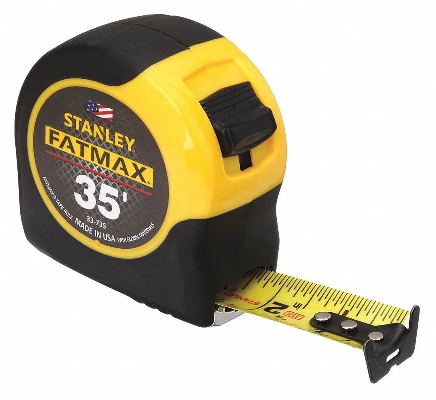 Stanley 33-735 Tape Measure, 35 ft, 1-1/4 in Blade, Steel, Nonmagnetic Single Hook, Stud Markings