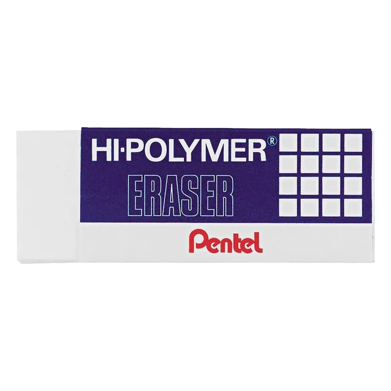 Pentel PENZEH10BP3K6 Block Eraser, Hi-Polymer, White, Vinyl, 3-Pack