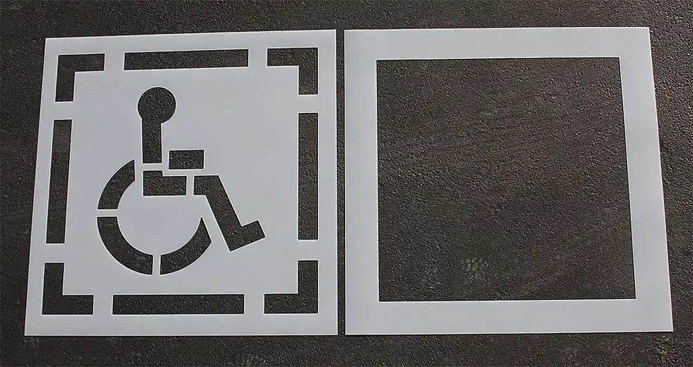 Rae STL-116-3030 Pavement Stencil, Handicap Symbol, 42 in x 42 in, Polyethylene, 2-Piece