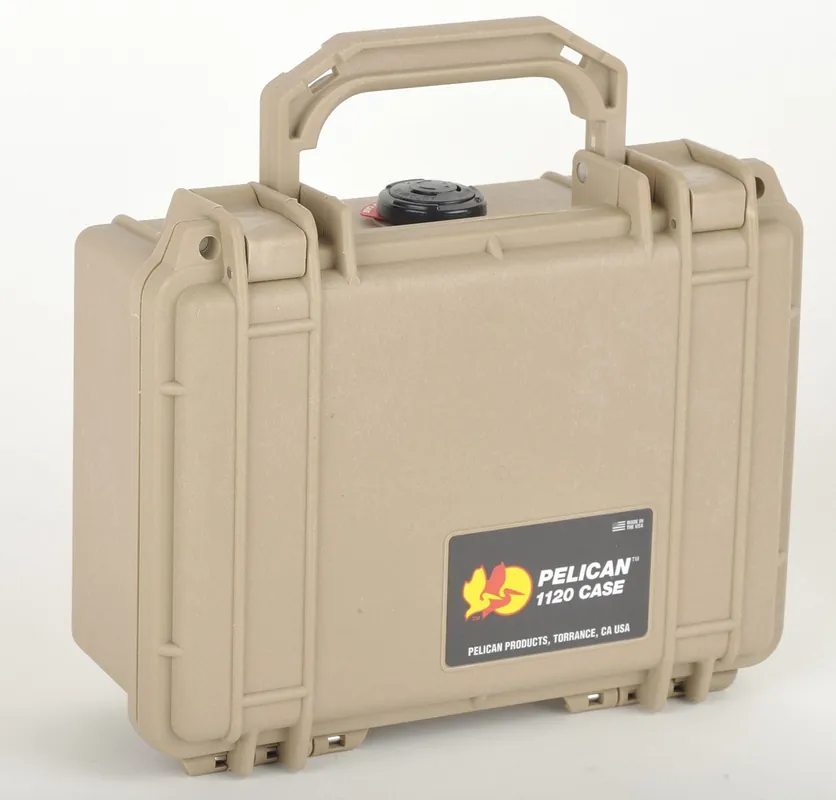 Pelican 1120 Protective Case, 7-1/4 in x 4-3/4 in x 3-3/8 in Inside, Desert Tan, with Pick-N-Pluck Foam