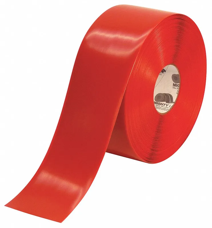 Mighty Line 4RR Floor Marking Tape, Extra-Durable, Solid, Red, 4 in x 100 ft, 50 mil