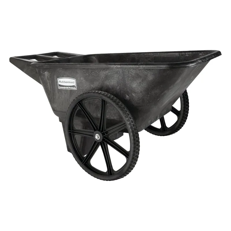 Rubbermaid FG564200BLA Wheelbarrow, HDPE Tray, 8 3/4 cu ft, 2 Wheels