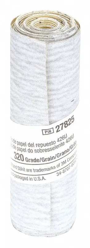 3M 426U Sandpaper Roll, 3-1/4 in x 8-1/4 ft, Silicon Carbide, 320 Grit, PSA