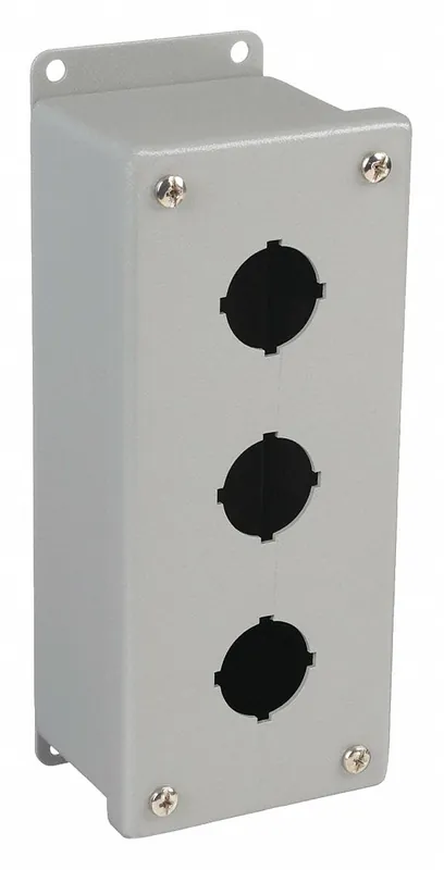 Wiegmann PB3 Push Button Enclosure, 30mm, 3 Holes, Carbon Steel, NEMA 4