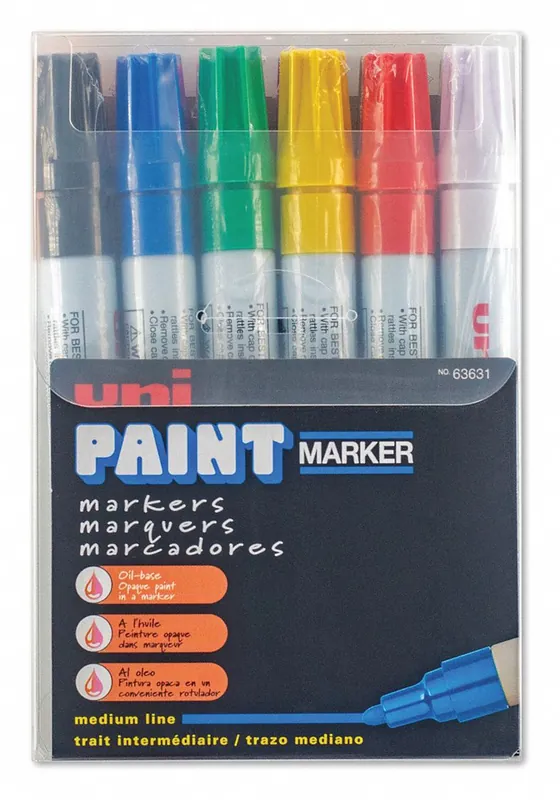 Uni-Paint 63631 Paint Marker, Bullet Tip, Assorted Colors, 12 PK