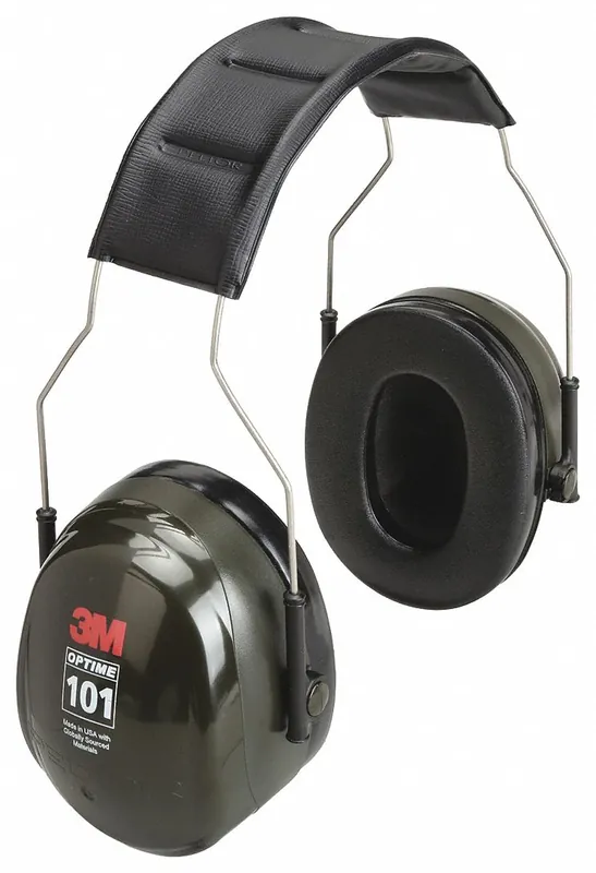 3M Peltor Optime 101 8071 Earmuffs, Over-the-Head, 27 dB NRR, Passive, Foldable