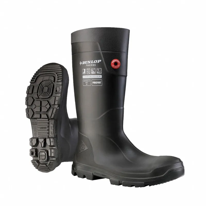 Dunlop FieldPro Purofort LJ2HD01 Steel-Toe Knee Boot, Men‘s 5/Women‘s 7, Black, Waterproof
