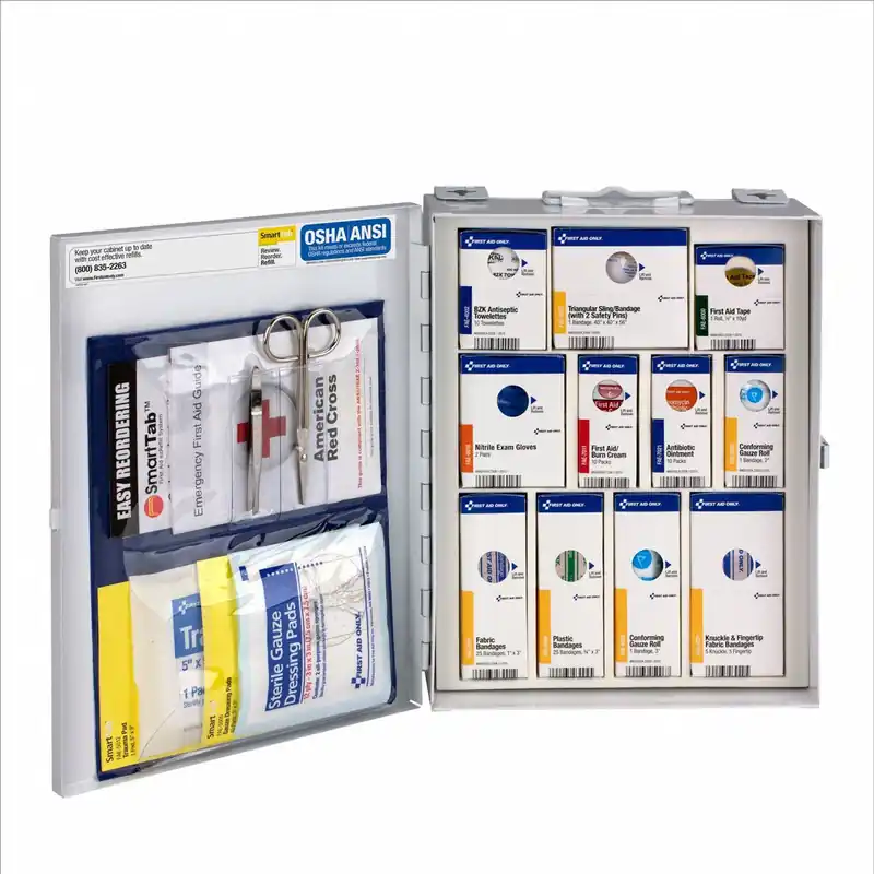 First Aid Only 1050-FAE-0103 First Aid Kit, 25-Person, Metal Cabinet, ANSI Z308.1