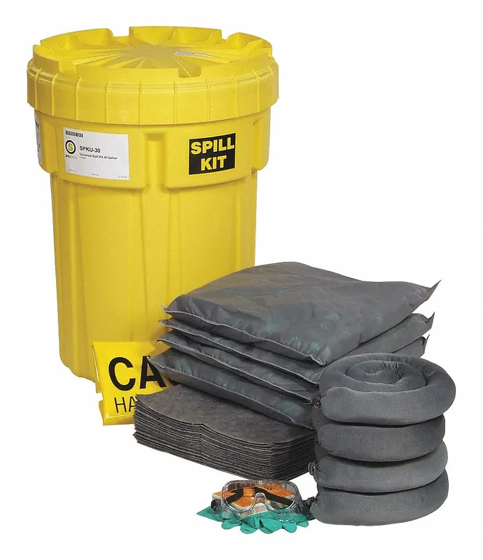 SpillTech SPKU-30 Universal Spill Kit, 30 gal Drum, 26 gal Absorbed, 52 Components